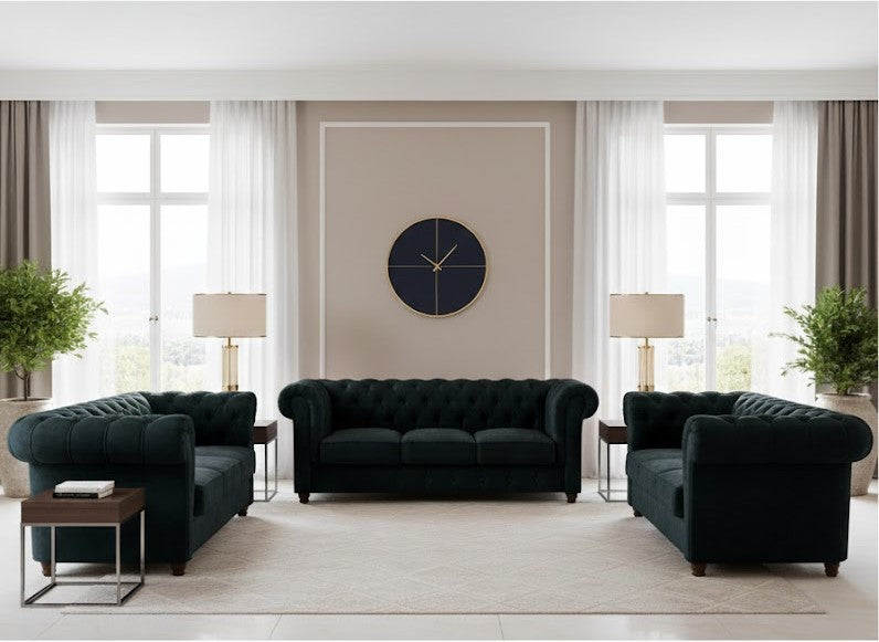 Gosford Sofa Set in Plush Velvet Fabric