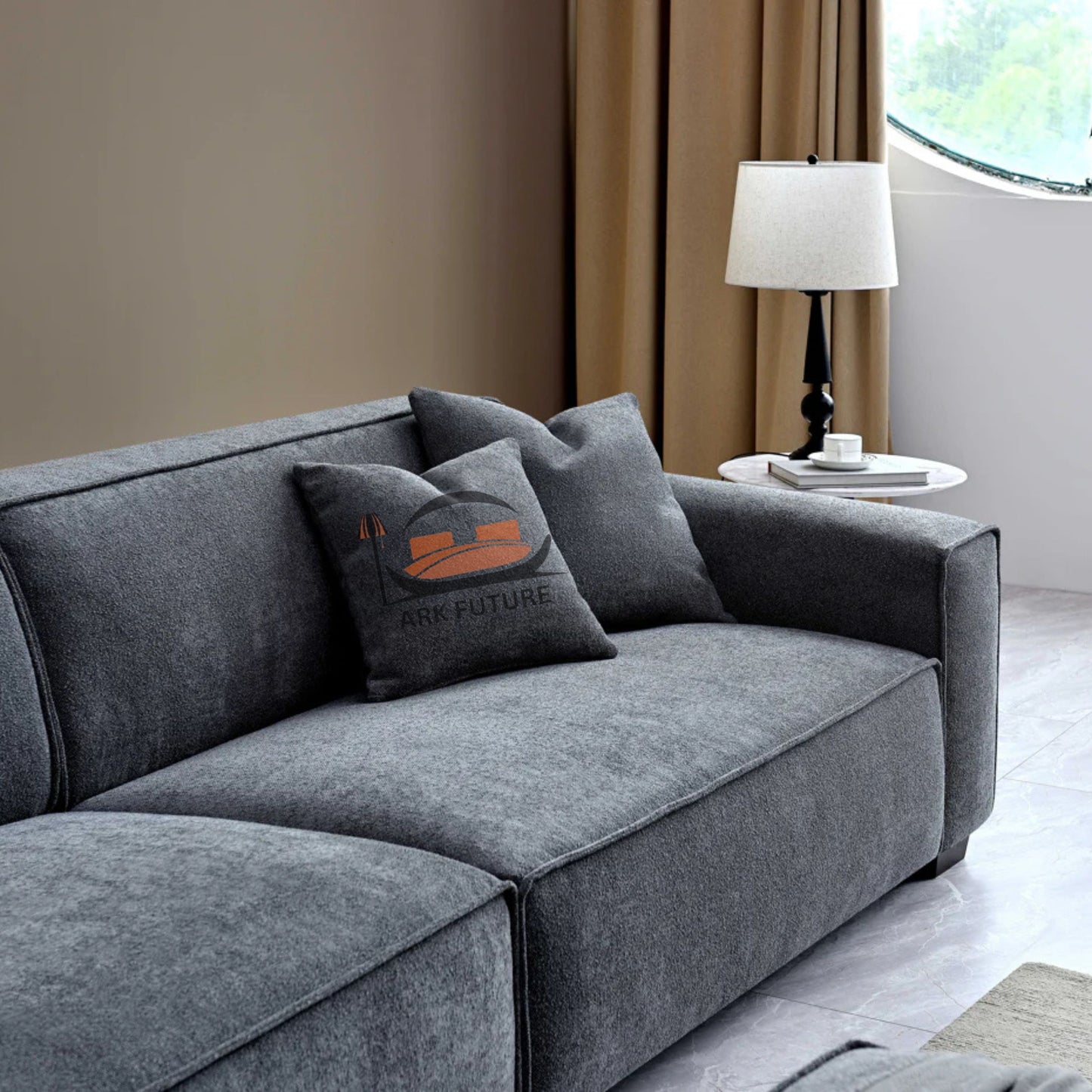 Dakota 4-Seater Sofa with Chaise, Modern Boucle Upholstery (Charcoal)