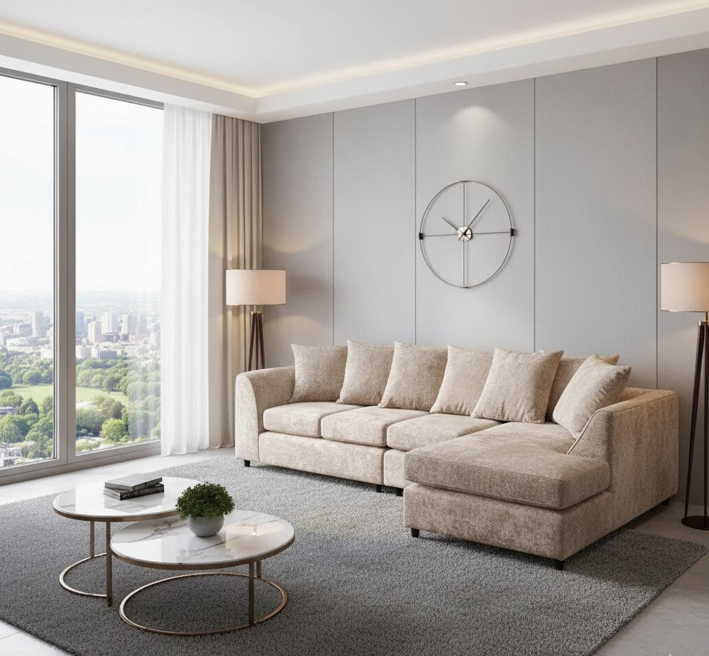 Noble Arc Right-Hand Chaise L-Shaped Sofa