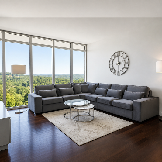 Hilton Sofa in Grey Plush Velvet Fabric