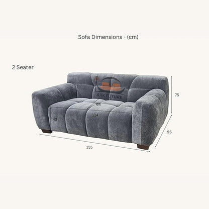 Harlem Sofa Range, Luxurious Steel Velvet Sofa (2 Seater )
