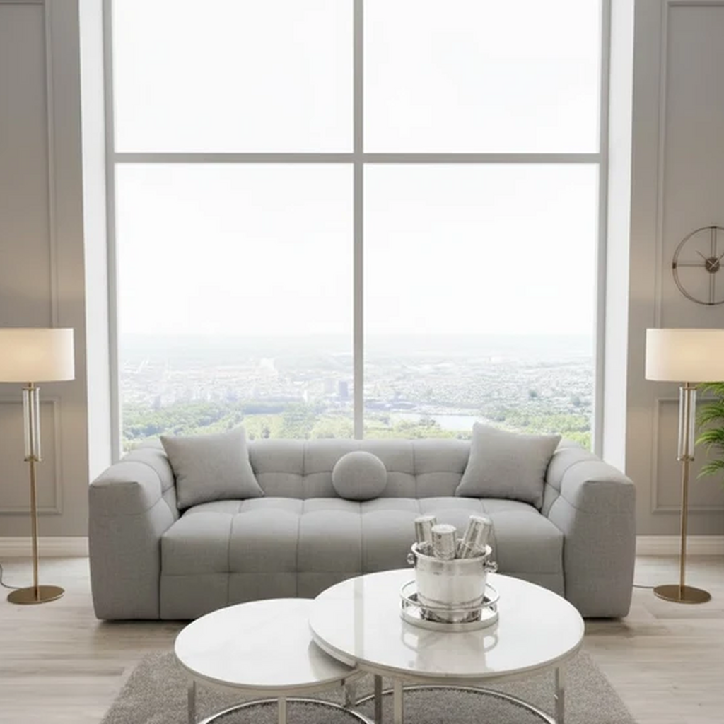 Amsterdam Teddy Boucle Bubble Fabric 3-Seater Sofa with Chunky Cube