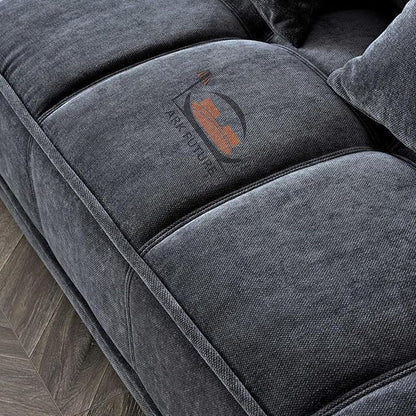 Gramercy 2-Seater Sectional Sofa in Luxurious Steel Velvet for Living Room