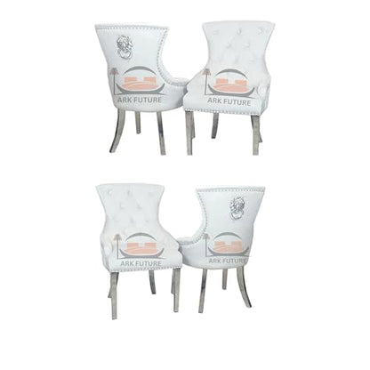 Megan Ring Velvet Dining Chairs, Set of 4 - Lion Knocker Design, Chrome Legs