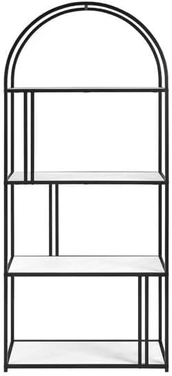 Arched 4-Shelf Bookcase, 68cm Metal & Wood, Modern Industrial Design for Living Room, Office, or Library