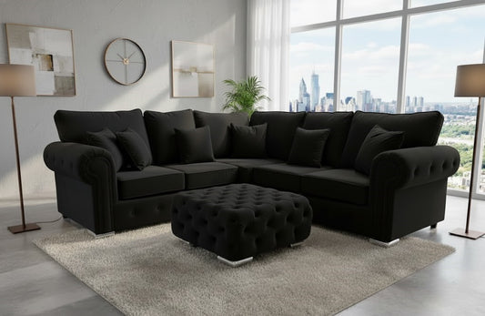 Wren Corner Sofa In Plush Velvet Fabric