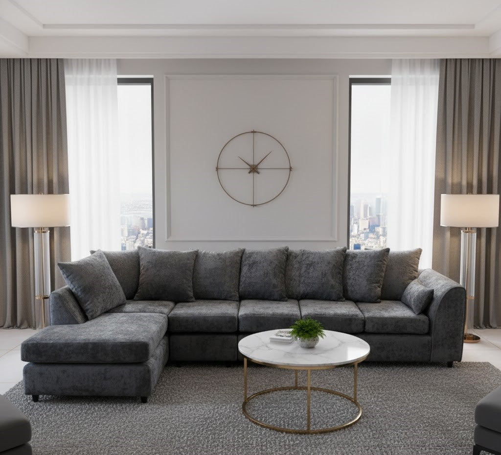 Stone Aura Left-Hand Chaise L-Shaped Sofa