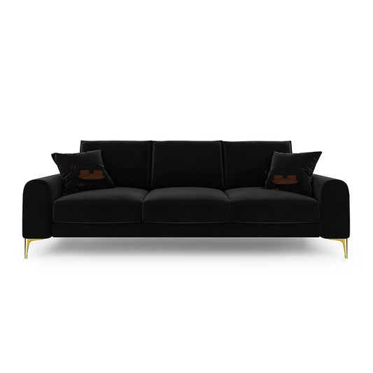 Madara Black 3 Seater Sofa in Plush Velvet Fabric