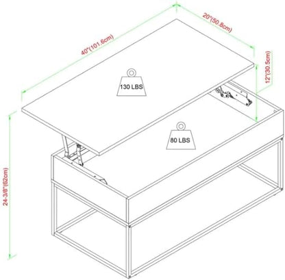 Wood & Metal Lift-Top Coffee Table – Rustic Modern with Adjustable Height