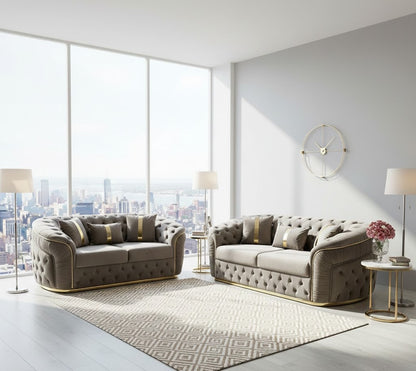 Marian Ambassador 3 Plus 2 Seater Sofa In Beige Plush Velvet