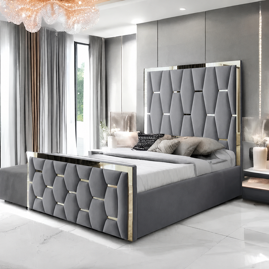 Barry Stylish Bed with Gold Stripes