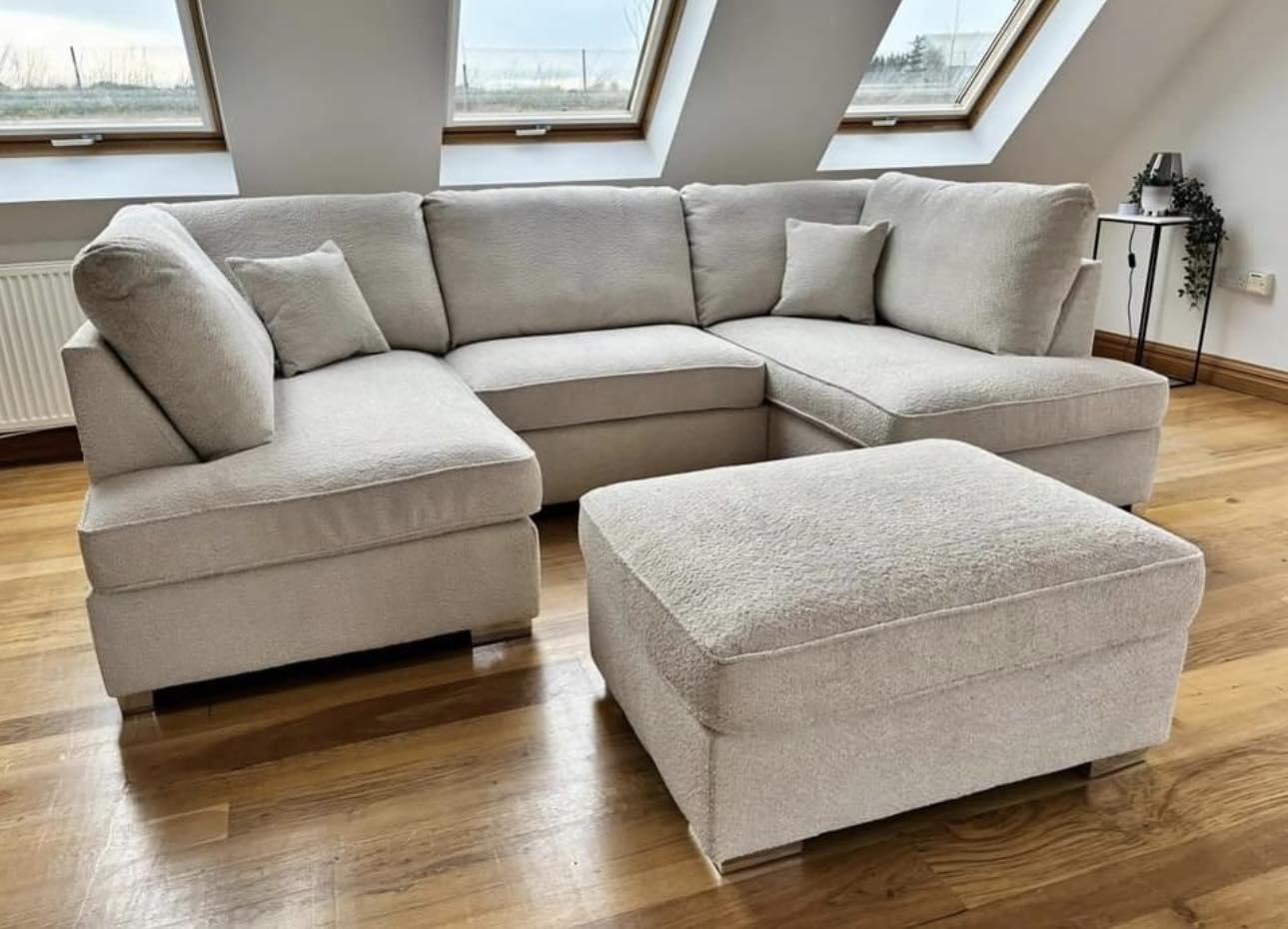 Steven Luxury U shape Sofa In Boucle Fabric