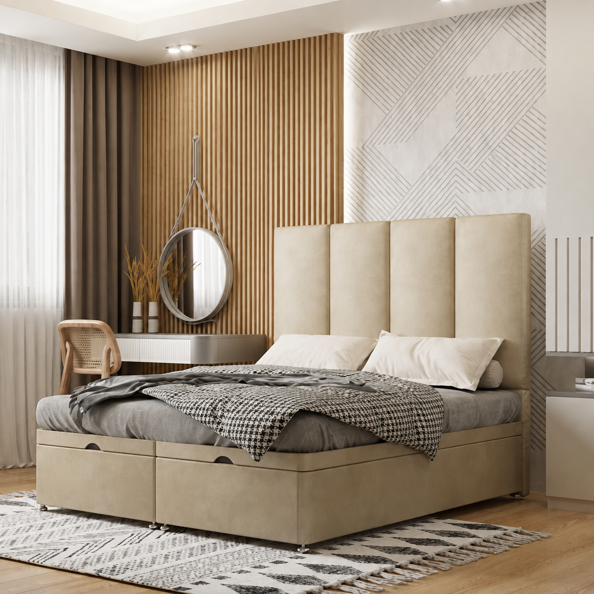 Marlo four panel divna Ottoman Bed Frame
