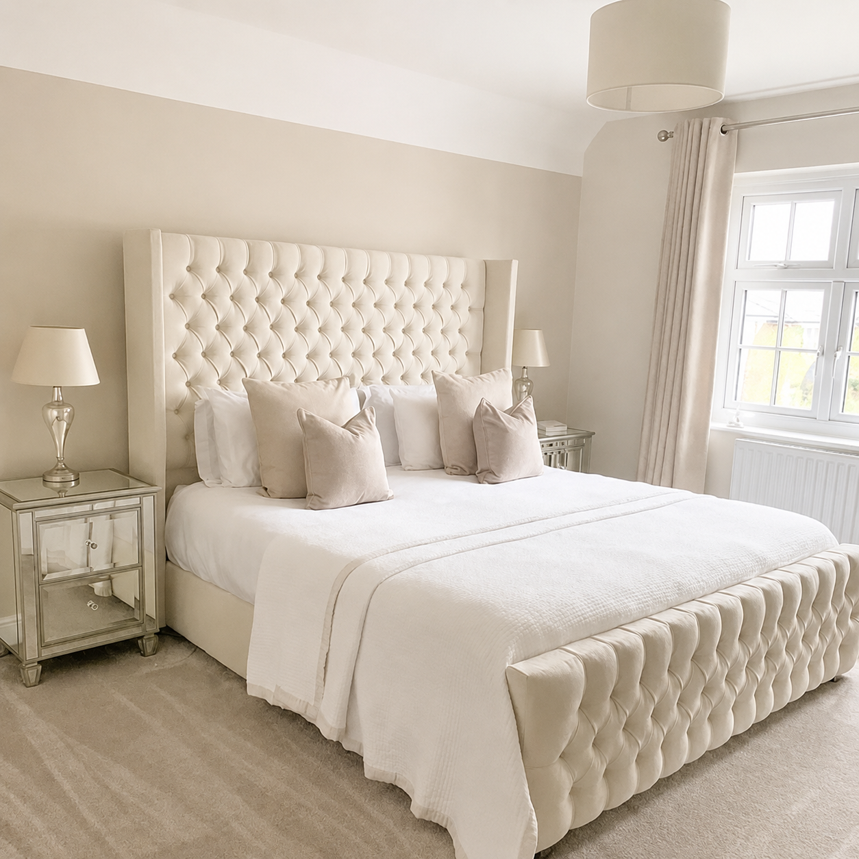 Darson Upholstered Wingback Bed Frame - Elegant Modern Design, Premium Soft