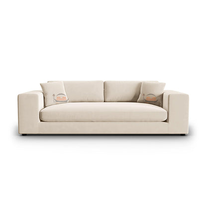 4 Seater Biege Sofa in Plush Velvet Fabric