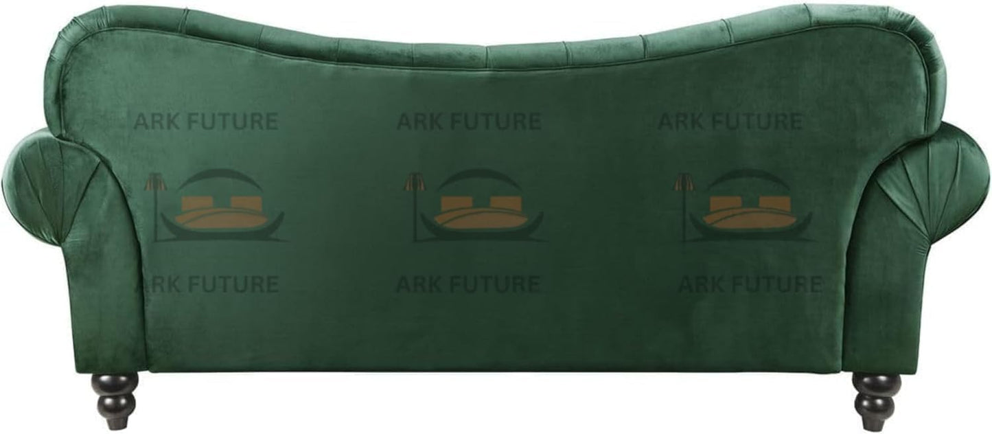 Siera Italian Chesterfield Green Plush Velvet Sofa in 3 Plus 2
