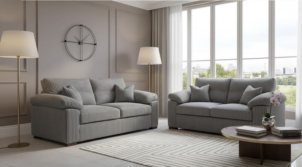 Stonehill Calm Modern Lounge 3+2 Setarer Sofas In Jumbo Fabric