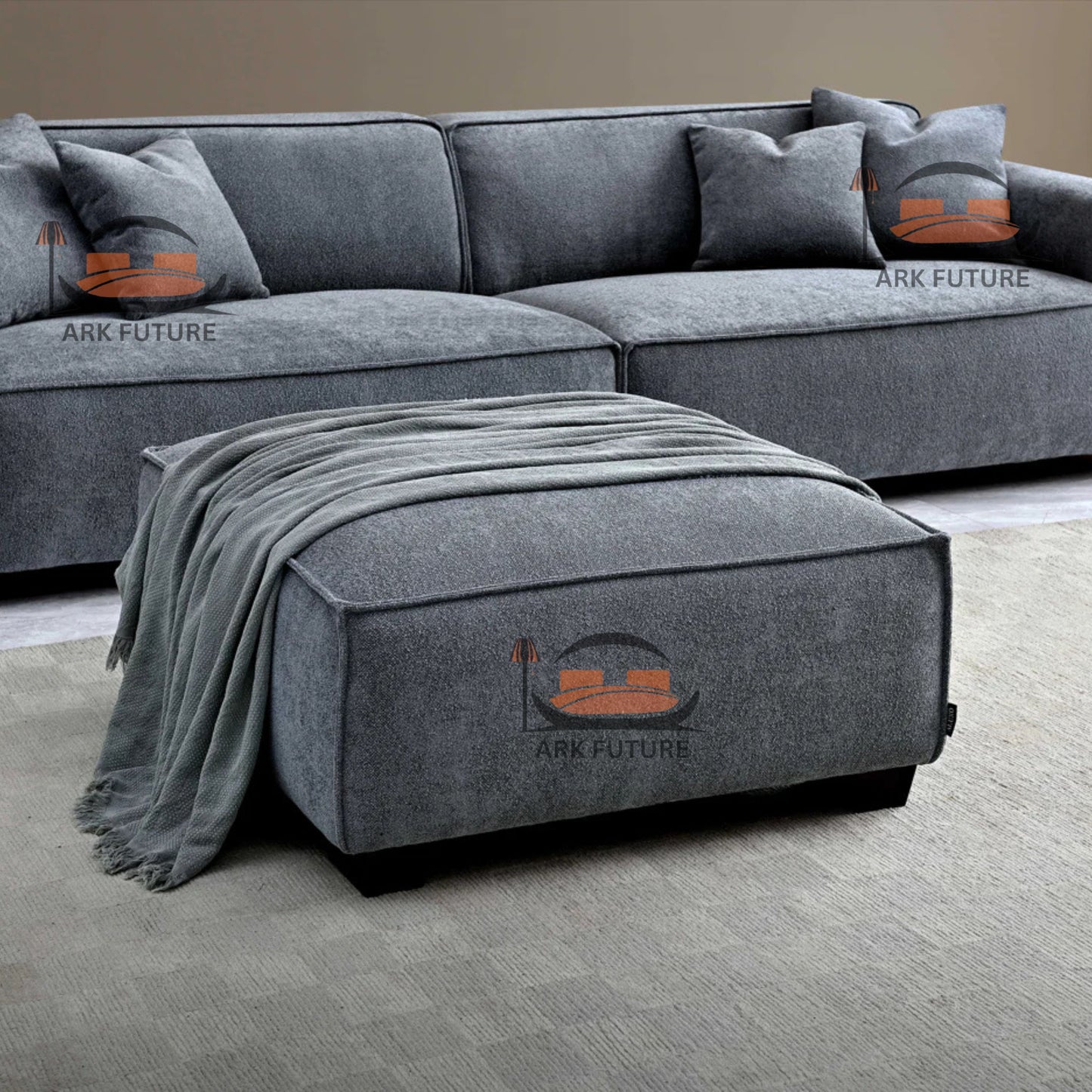 Dakota 4-Seater Sofa with Chaise, Modern Boucle Upholstery (Charcoal)