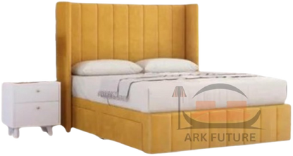 Haven Upholstered Wingback Bed Frame with 2 Storage Drawers & 54" Headboard in Plush Velvet