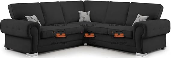 Patron Corner 5 Seater Sofa in Plush Velvet Fabric