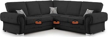 Patron Corner 5 Seater Sofa in Plush Velvet Fabric