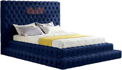 Imperial Manor Upholstered Bed Frame with Tufted Headboard and Timeless Design