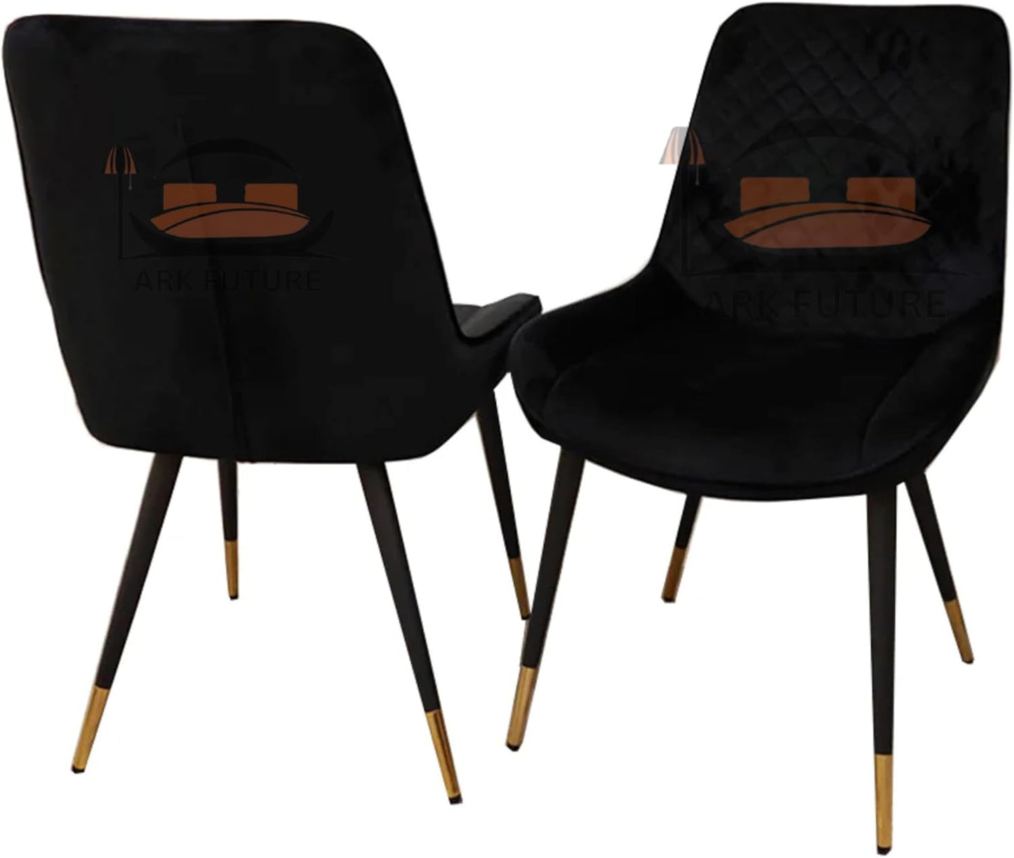 Luna Plush Velvet Dining Chairs – Set of 2, Teal with Metal Legs