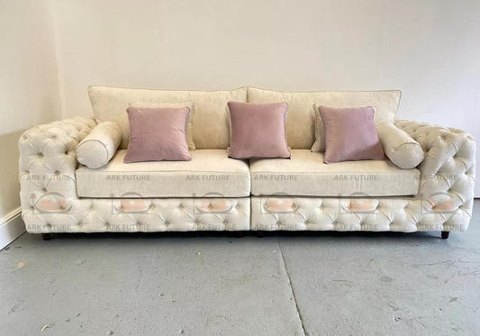 Royale 3 Seater Chesterfield Sofa in Plush Velvet Fabric
