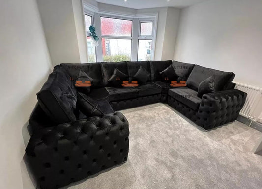 Frankfurt U Shape Sofa in Plush Velvet Fabric