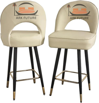 Astra Cream Leather Barstool Swivel Chair - Modern Adjustable Height