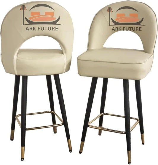 Astra Cream Leather Barstool Swivel Chair - Modern Adjustable Height