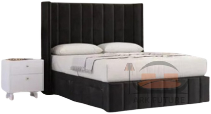 Haven Upholstered Wingback Bed Frame with 2 Storage Drawers & 54" Headboard in Plush Velvet
