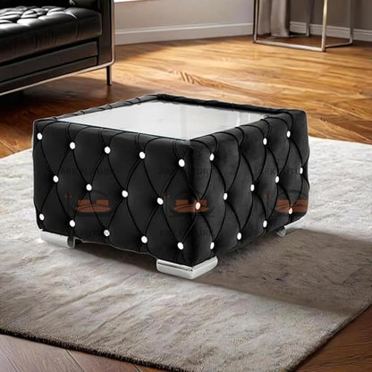 Vero Plush Velvet Diamond Square Foot Stool