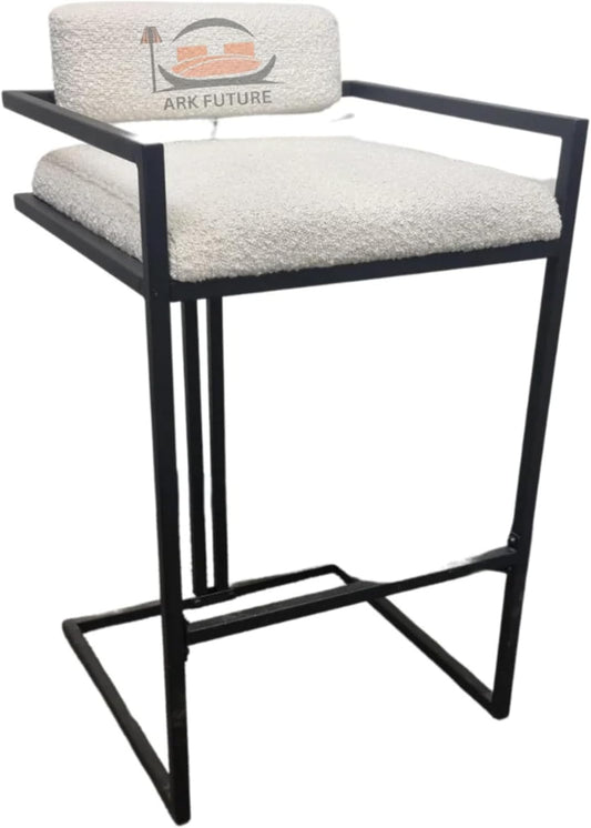 Modern Zebra Bouclé White Cushion Barstool Chairs,