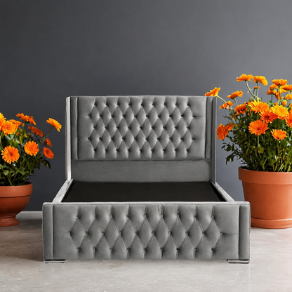 Calgary Upholstered Bed Frame | Modern Fabric Bed with Tufted Headboard