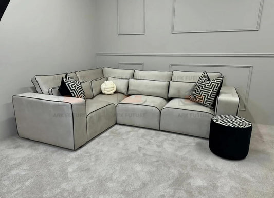 Milan L Shape Sofa in Plush Velvet Fabric