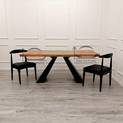Axel 1.8m Pine Wood Dining Table with Black Metal Legs