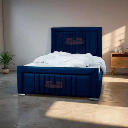 Dean Sand Upholstered Bed Frame – Modern Design, Sturdy Wood, Padded Headboard