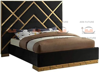 Serena Upholstered Bed Frame with Stylish Headboard, Sturdy Wooden Legs, Modern