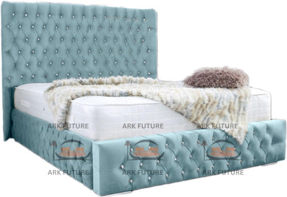 Eleganza Plush 4-Inch Bed Frame with Curved Headboard