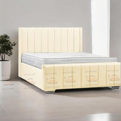 Amelia Panel Wing Ottoman Bed Frame – Upholstered Storage Bed with Gas Lift