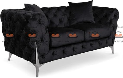 Miller 2 Seater Tufted Upholstered Sofa with Metal Legs