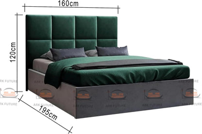 Atlanta Bed Frame – Square Headboard, Plush Velvet, Durable Wood