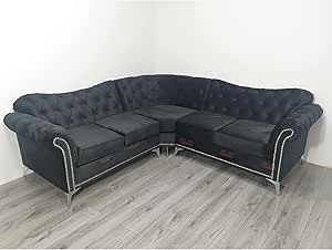 Lexi Italian Corner Sofa in Plush Velvet Fabric