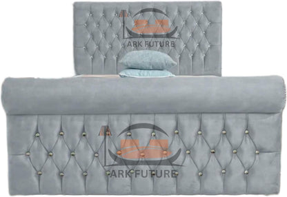 Aveline Upholstered Bed Frame with Velvet or Fabric Finish