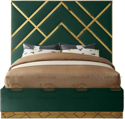 Serena Upholstered Bed Frame with Stylish Headboard, Sturdy Wooden Legs, Modern
