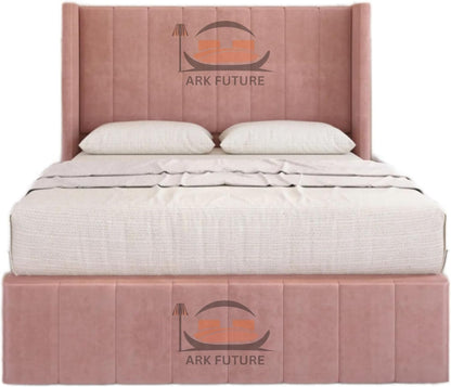 Haven Upholstered Wingback Bed Frame with 2 Storage Drawers & 54" Headboard in Plush Velvet