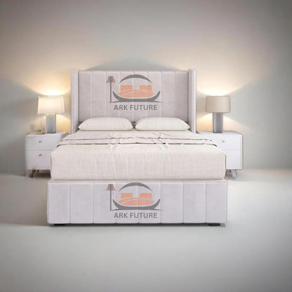 Haven Upholstered Wingback Bed Frame with 2 Storage Drawers & 54" Headboard in Plush Velvet