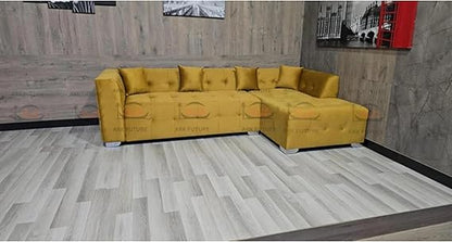 Vesta L Shape Sofa in Plush Velvet Fabric