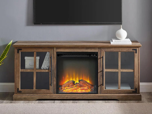 Electric Fireplace TV Stand, 60-Inch, Barnwood Finish